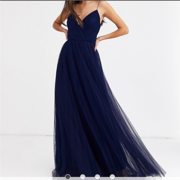 chinese dress ladies Rent Asos Design Cami Pleated Tulle Maxi Dress In Rose Pink